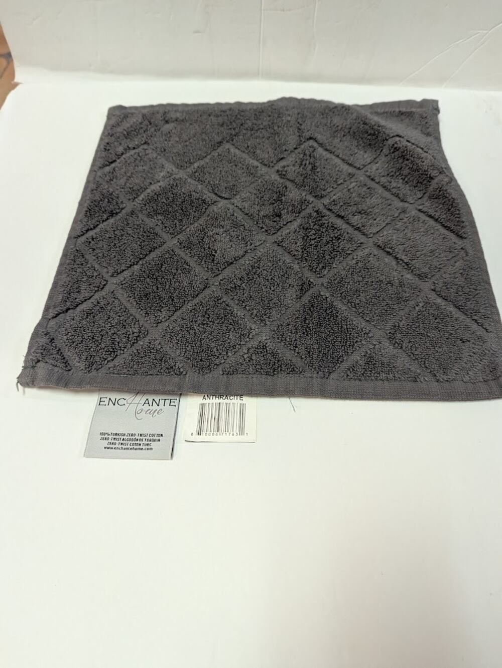 Enchante House Turkish Cotton Gracious Washcloth 12" x 12" Anthracite hand towel